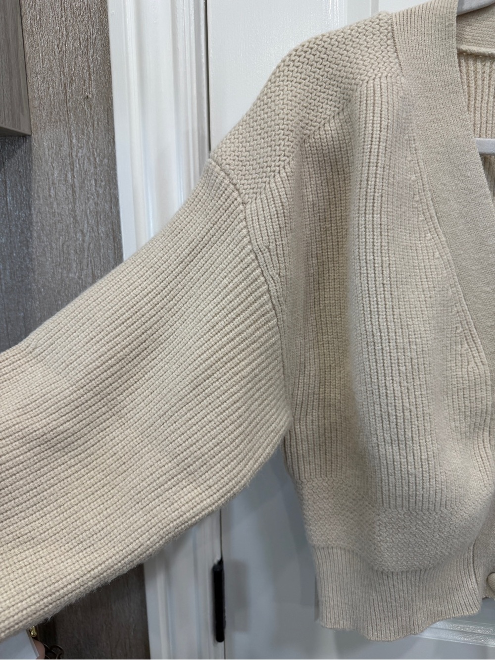 7 For All Mankind Cream Button-Front Ribbed Cardigan - Picture 5 of 6